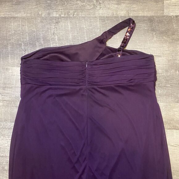 Betsy & Adam Women's Dress One-Shoulder Gem Strap Gown (22W Plum Purple) - Picture 11 of 12